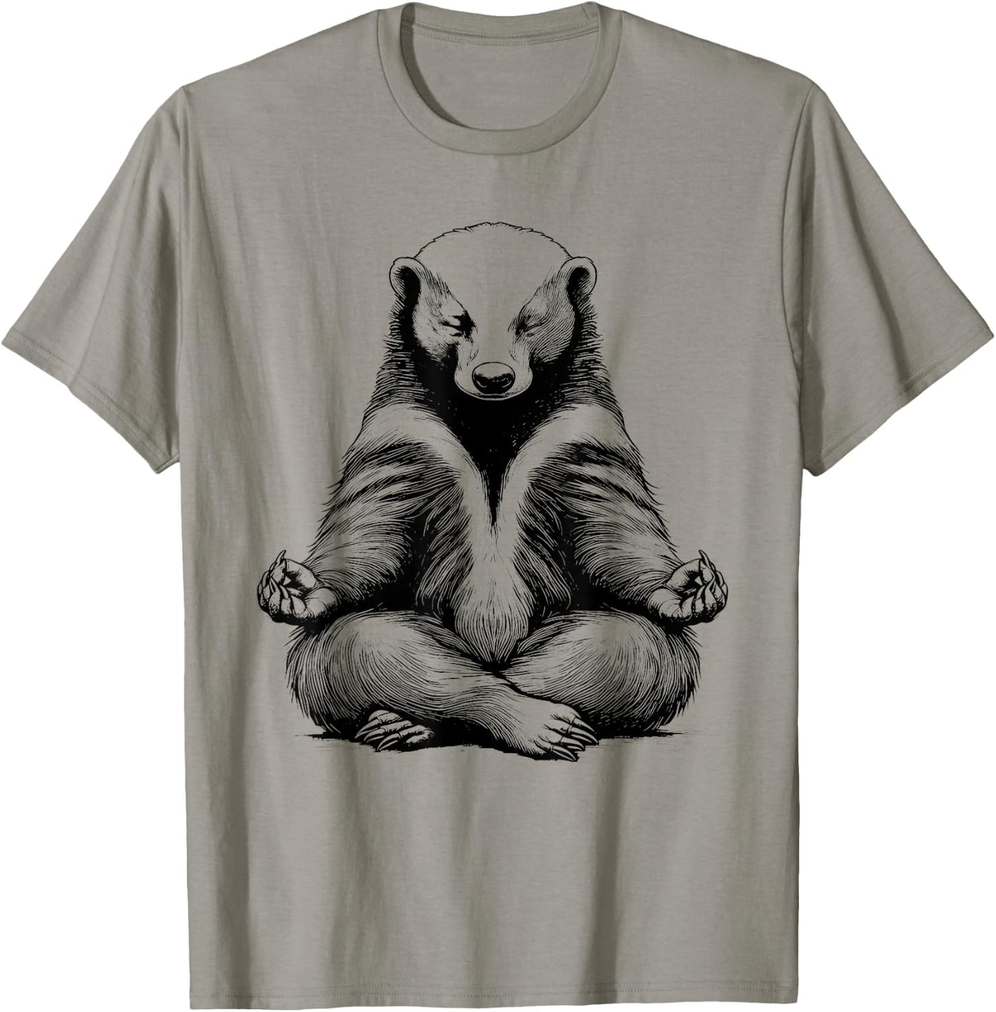 Honey Badger Doing Yoga Funny design T-Shirt - T-Shirt | Sand