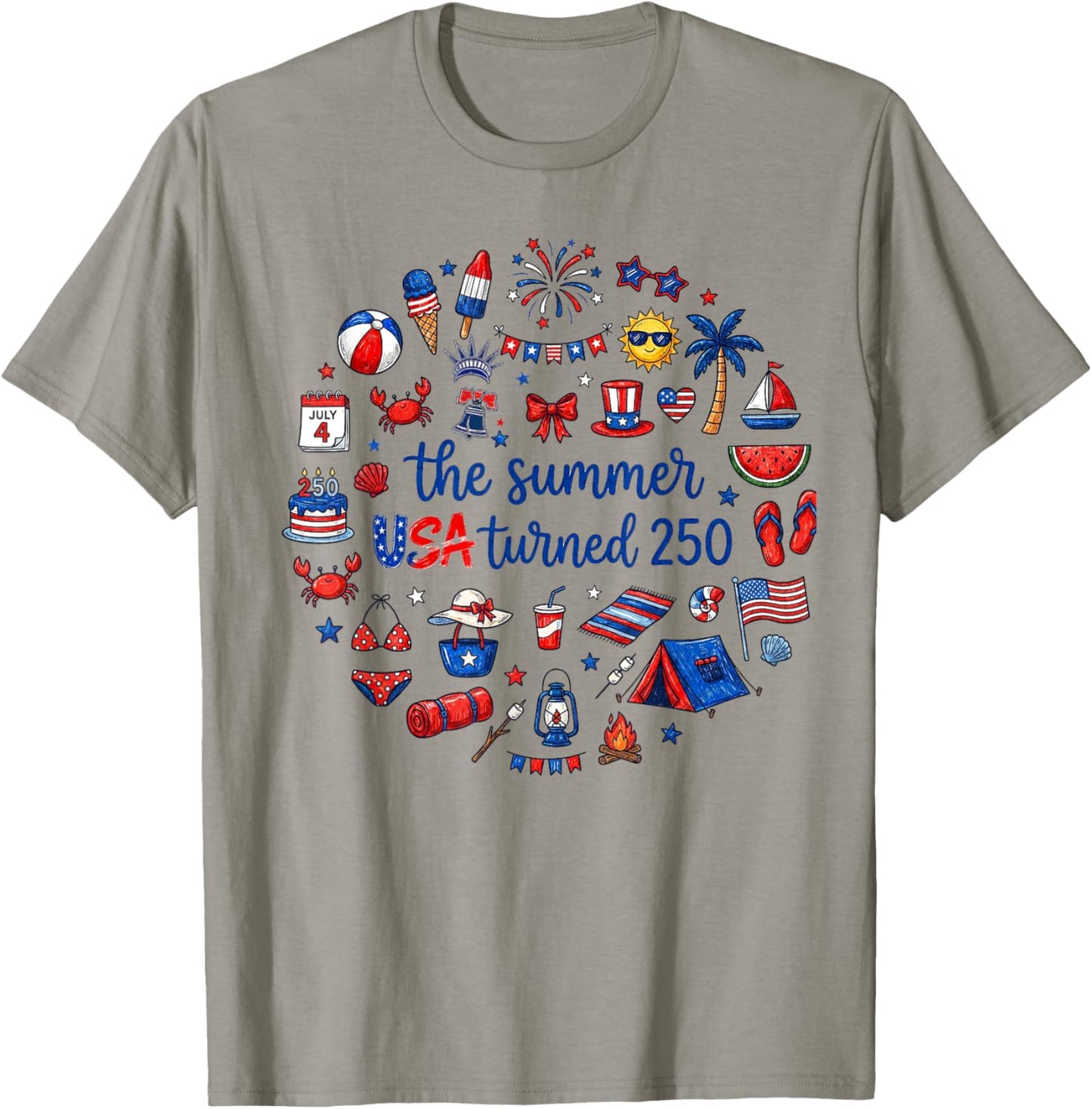 Funny The Summer USA Turns 250 1776-2026 4th of July T-Shirt - T-Shirt | Sand