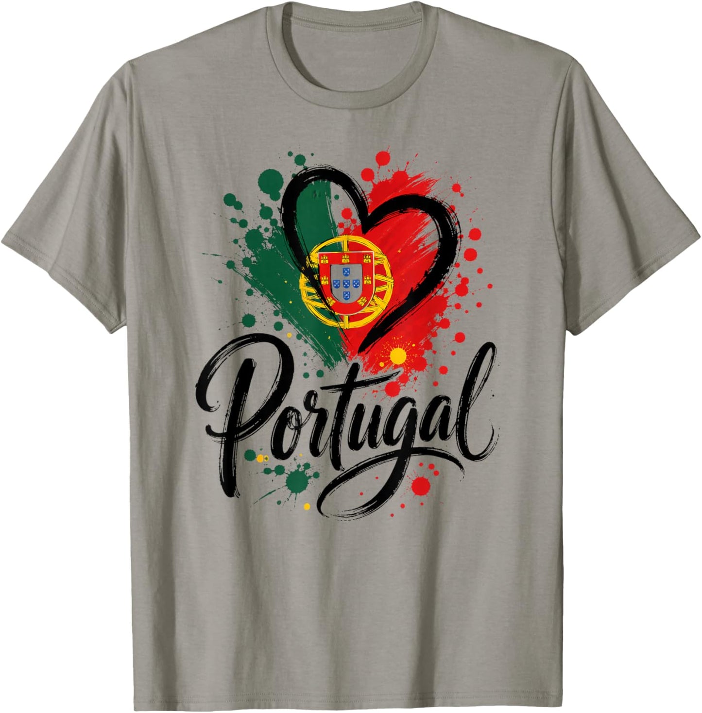 I Love Portugal Vacation Travel Heart Flag Tourist Design T-Shirt - T-Shirt | Sand