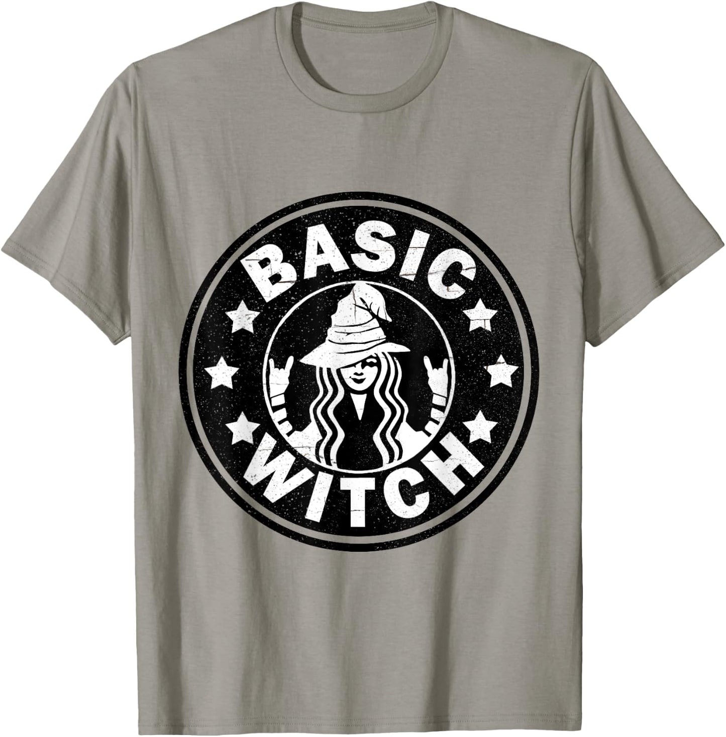 Funny Basic Witch Halloween Distressed T-Shirt - T-Shirt | Sand