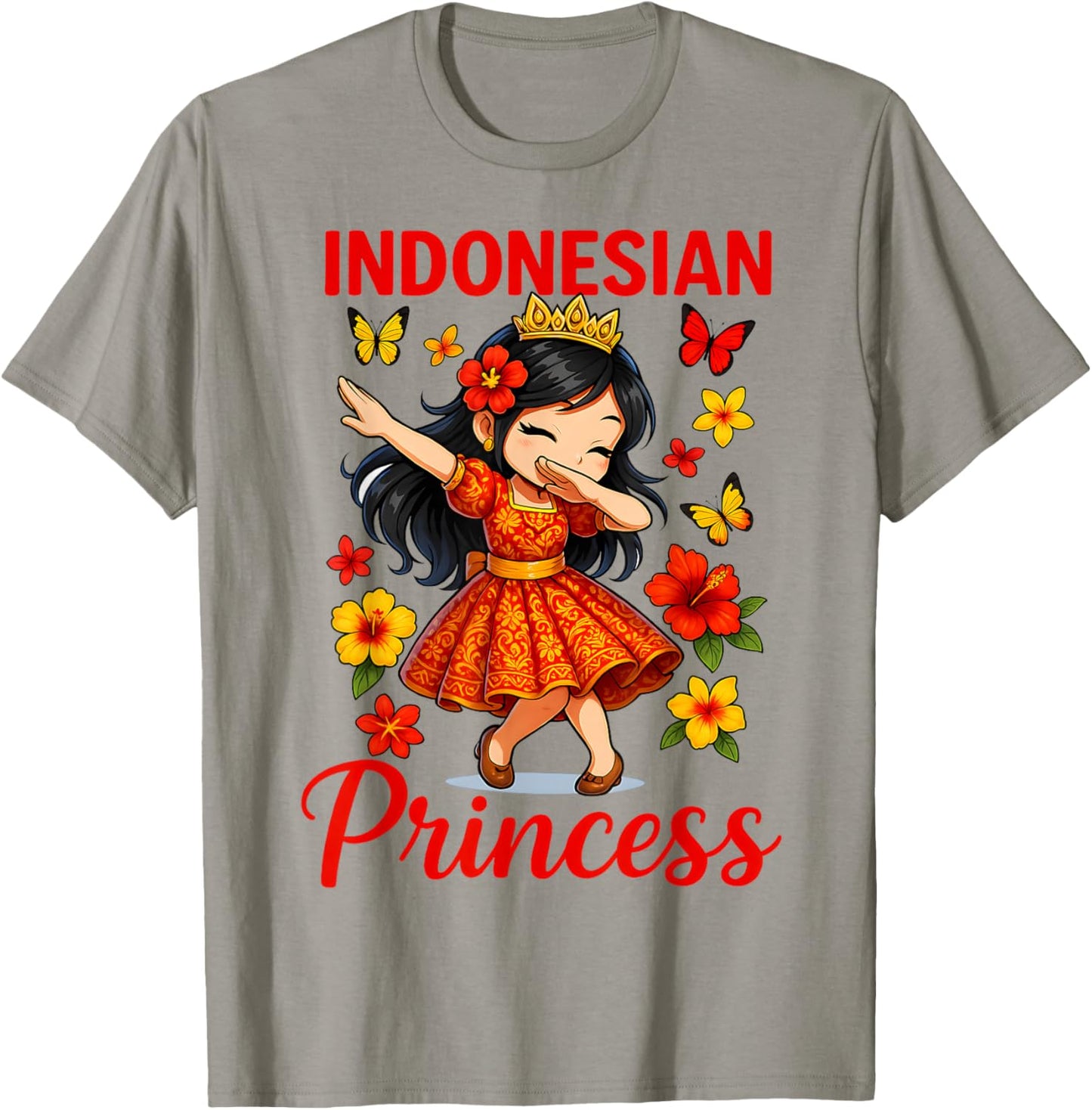 Indonesian Princess Cute Dabbing Girl Island Pride for Girls T-Shirt - T-Shirt | Sand
