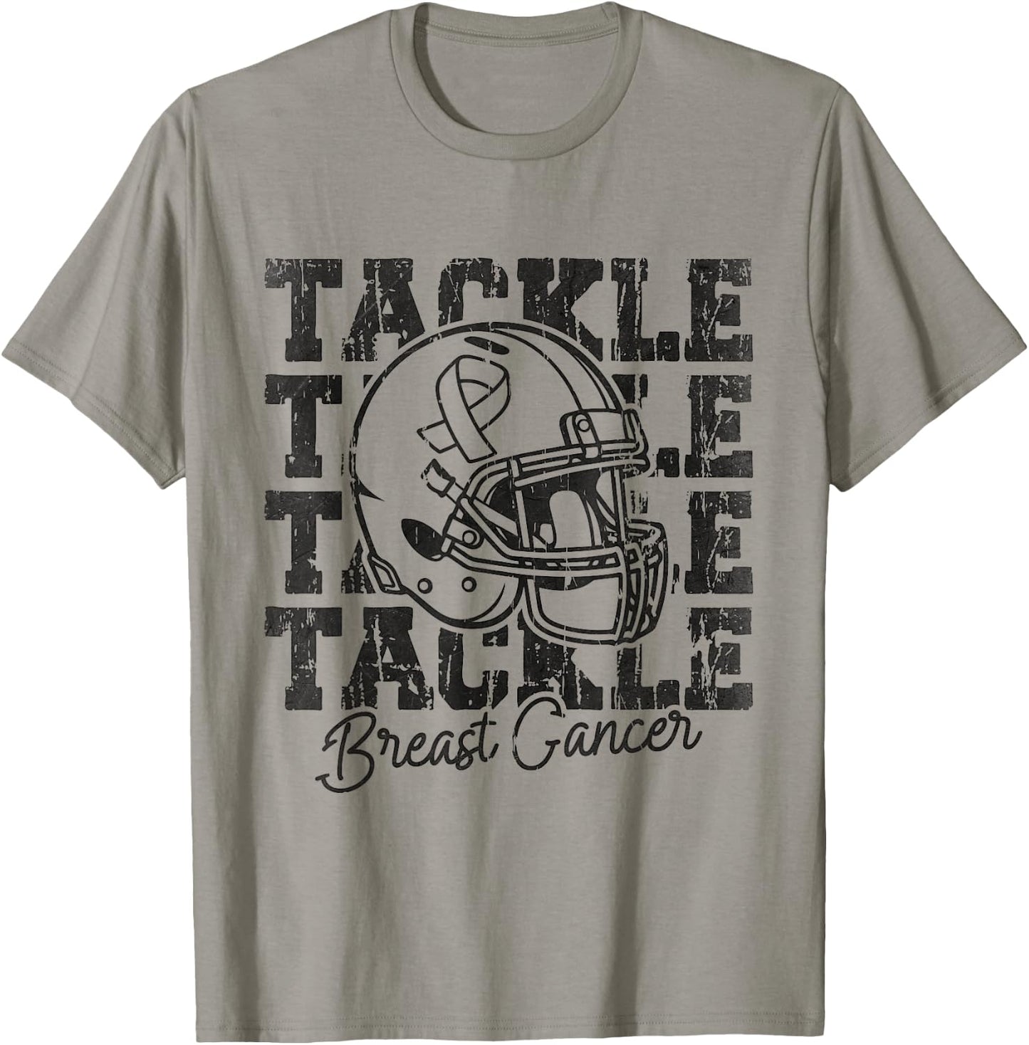 Tackle Football Pink Ribbon Breast Cancer Awareness Women T-Shirt - T-Shirt | Sand