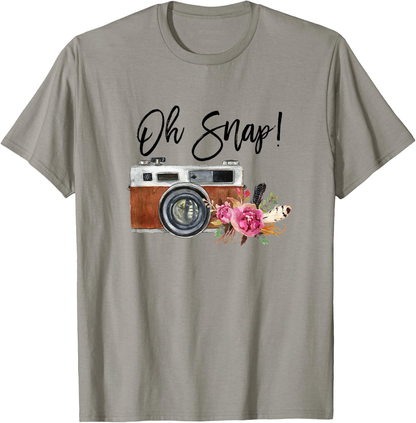 Oh Snap, Watercolor Camera, Girly Photography T-Shirt - T-Shirt | Sand