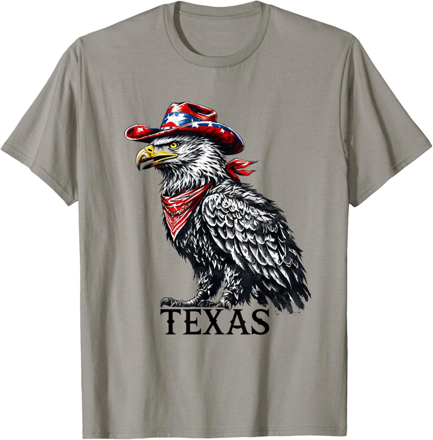 Texas Eagle American Patriotic Cowboy Hat Western Graphic T-Shirt - T-Shirt | Sand