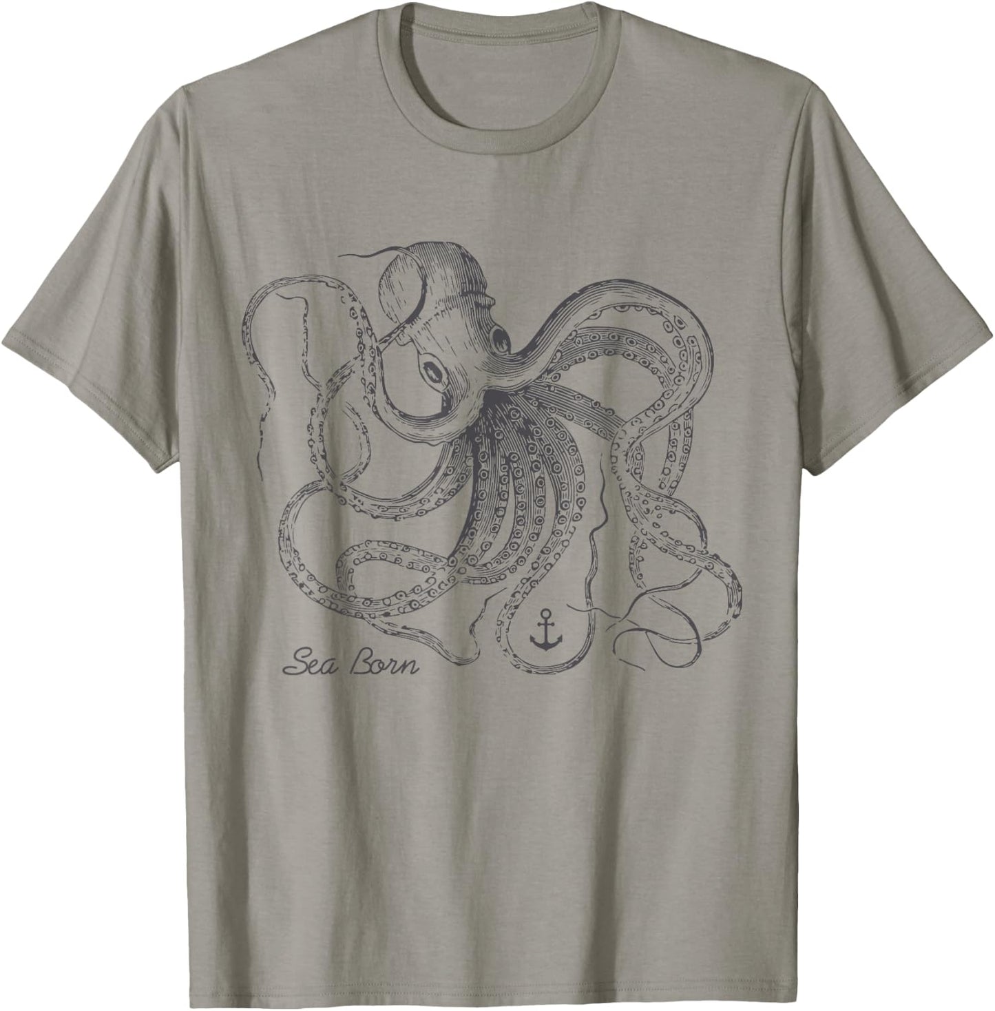 Vintage Black Octopus Marine Biologist Ocean Sea Life T-Shirt - T-Shirt | Sand