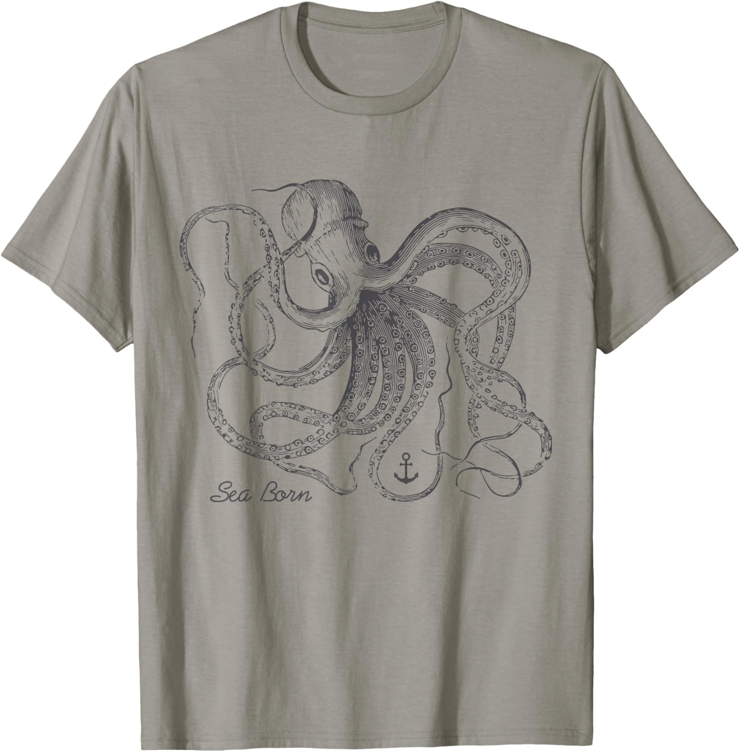 Vintage Black Octopus Marine Biologist Ocean Sea Life T-Shirt - T-Shirt | Sand