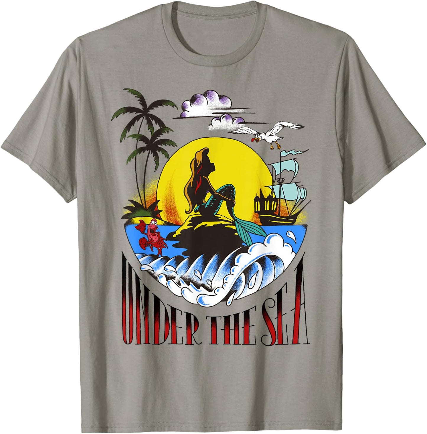 Disney Little Mermaid Ariel Under The Sea Vintage Tattoo T-Shirt - T-Shirt | Sand