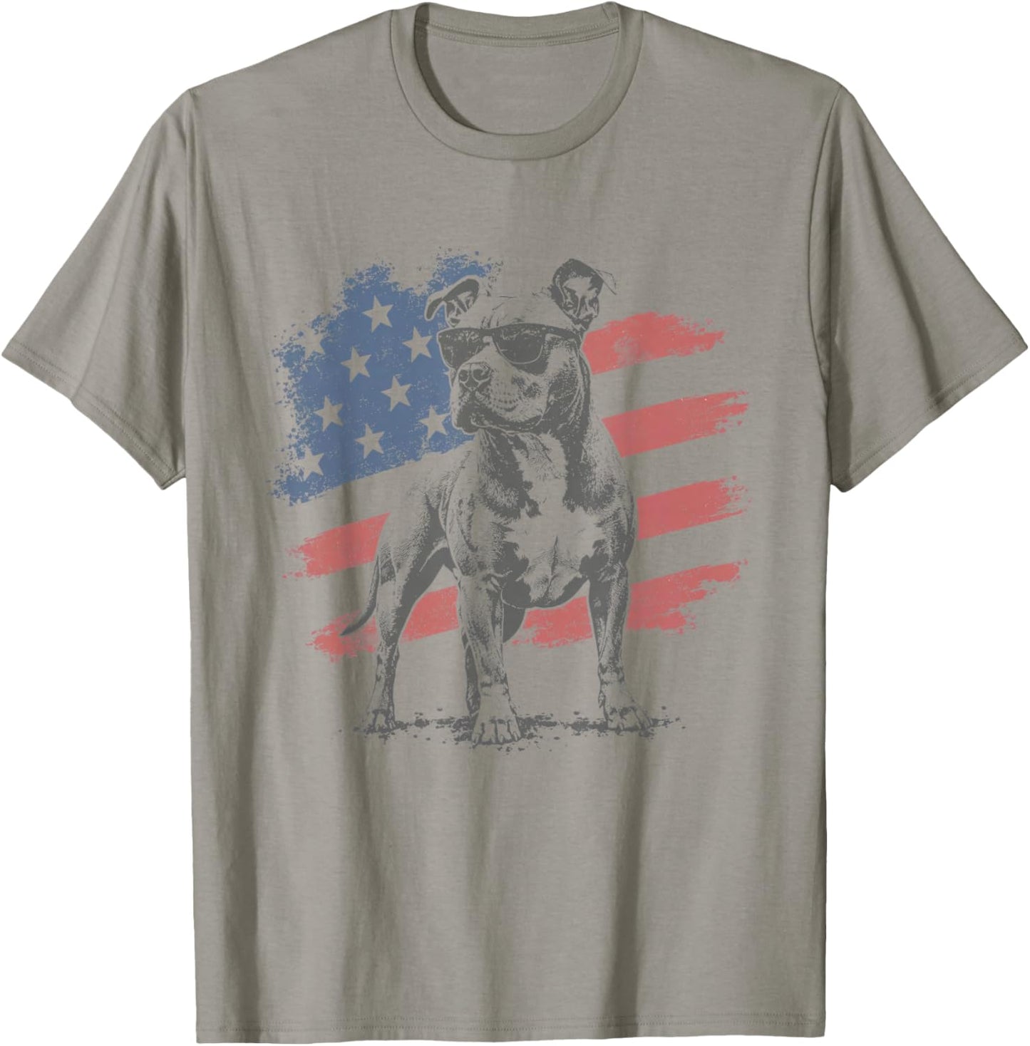 Patriotic Pit Bull Dog USA Flag Sunglasses 4th of July T-Shirt - T-Shirt | Sand