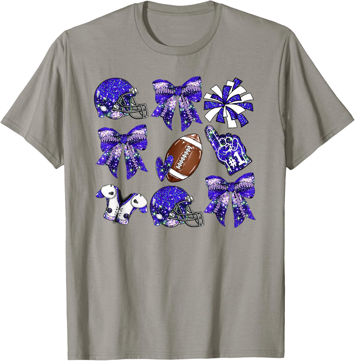 Blue Coquette Bow Football Game Day Women Girls Kids T-Shirt - T-Shirt | Sand