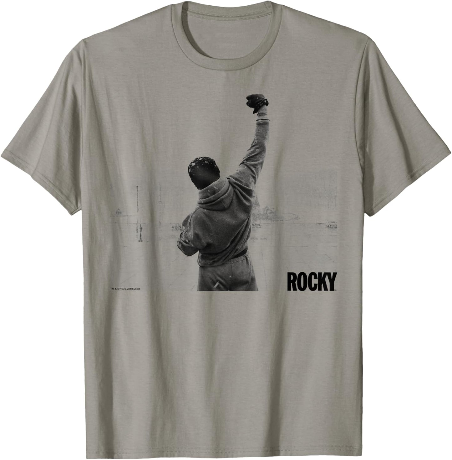 Rocky Fist Raise Grey Scale Movie Poster T-Shirt - T-Shirt | Sand
