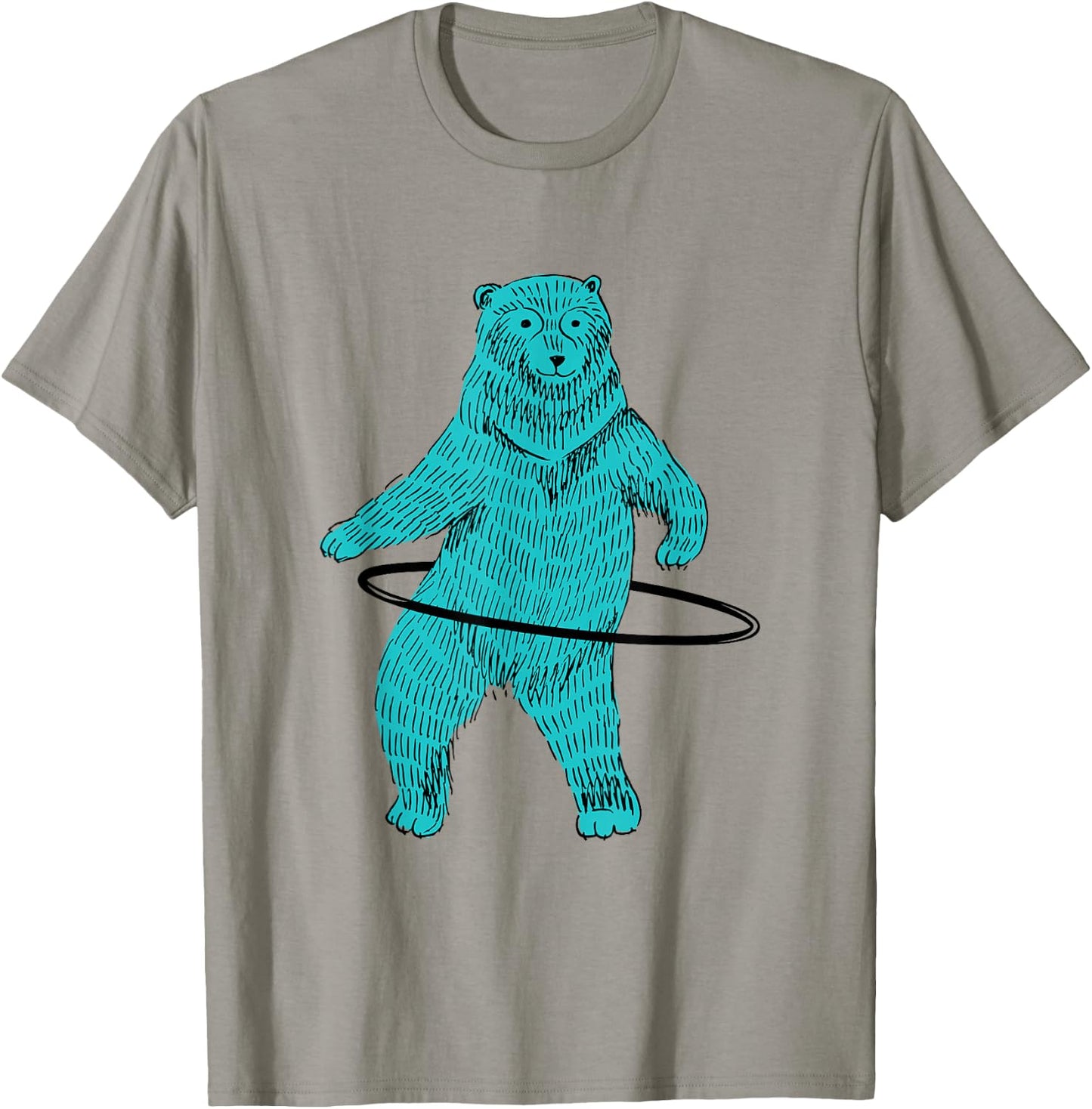 Hula Hooping Hoop Dancing Blue Hipster Bear Art T-Shirt - T-Shirt | Sand