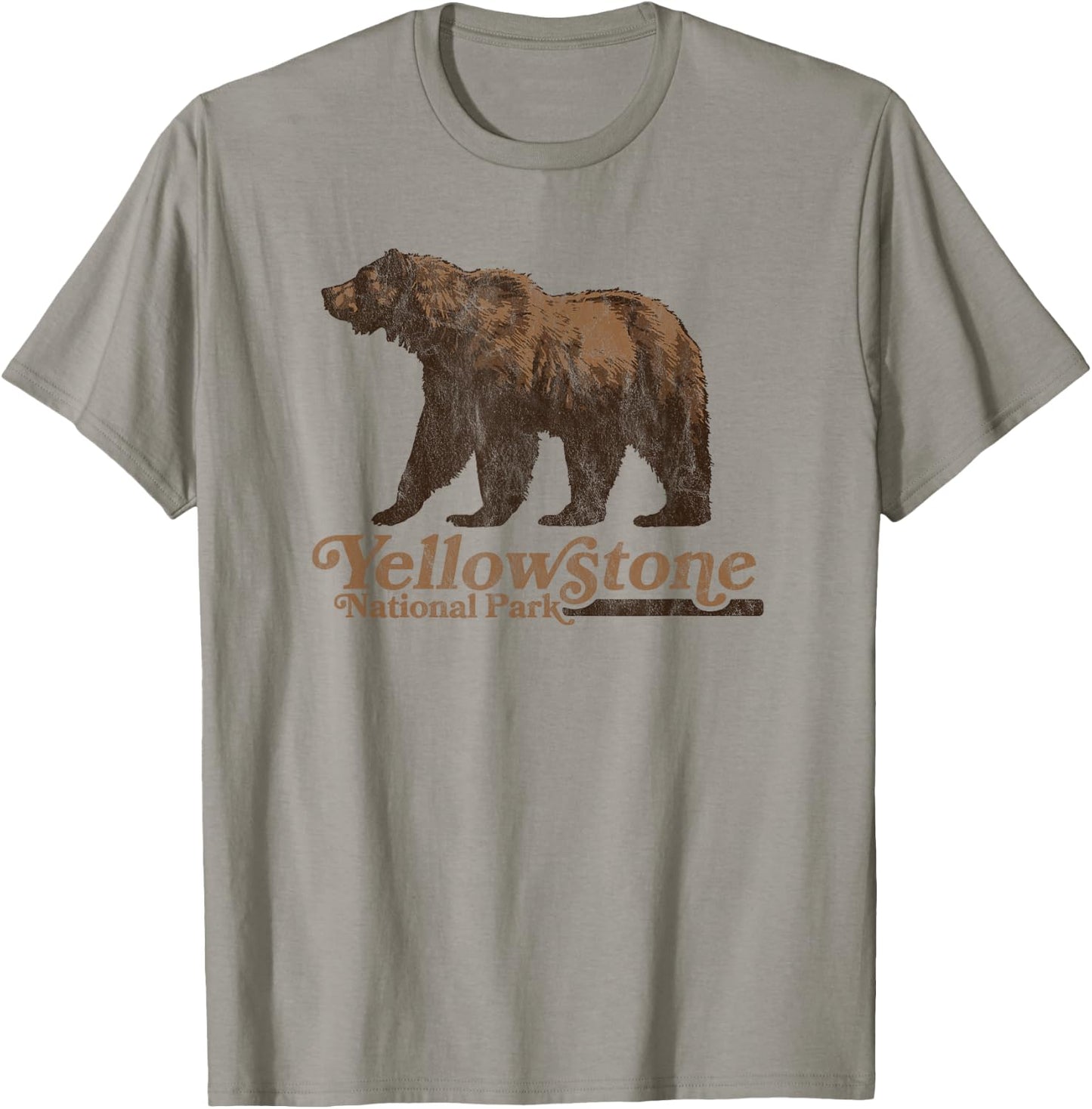 Vintage Yellowstone National Park Retro Grizzly Bear T-Shirt - T-Shirt | Sand