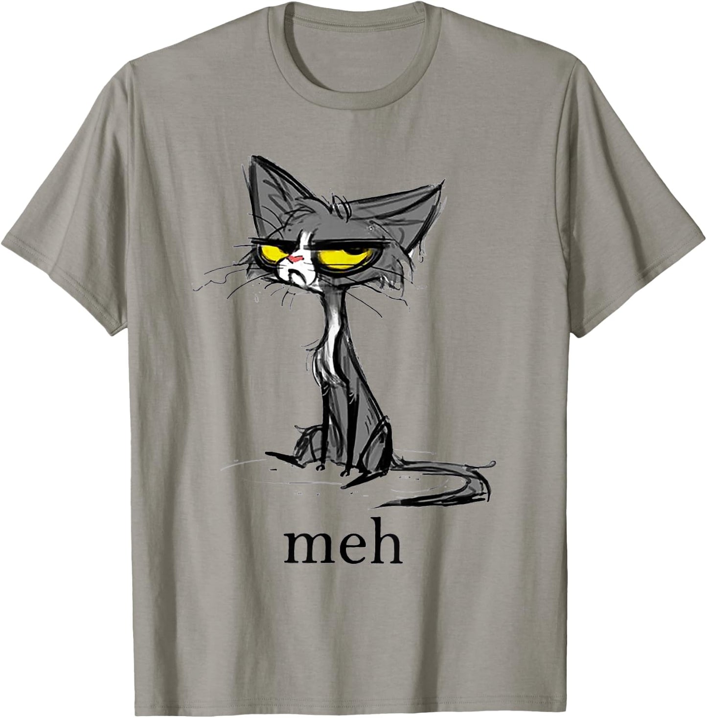 Funny Meh Cat Gift Cat Lovers T-Shirt - T-Shirt | Sand