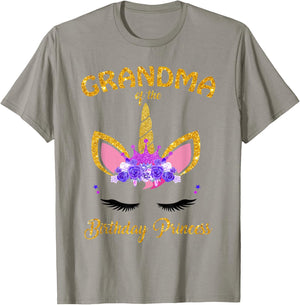 Grandma of the Birthday Princess Unicorn Girl T Shirt Outfit T-Shirt - T-Shirt | Sand