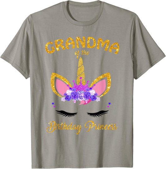 Grandma of the Birthday Princess Unicorn Girl T Shirt Outfit T-Shirt - T-Shirt | Sand
