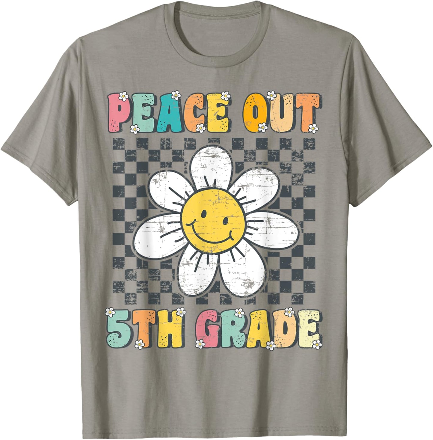 Peace Out 5th Grade Retro Groovy Last Day of Fifth Grade T-Shirt - T-Shirt | Sand