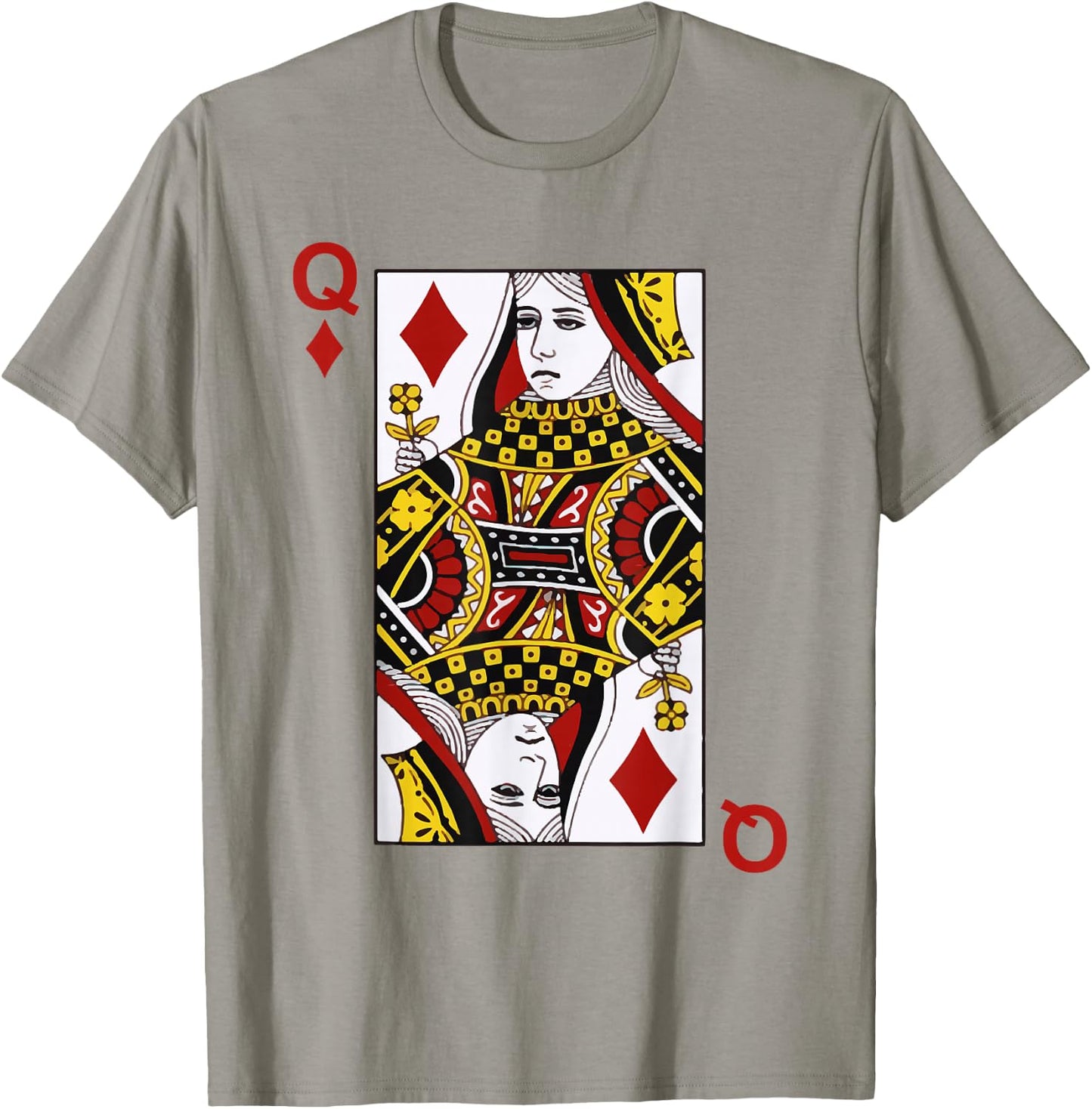 Queens of Diamonds Q Blackjack Playing Cards T-Shirt - T-Shirt | Sand