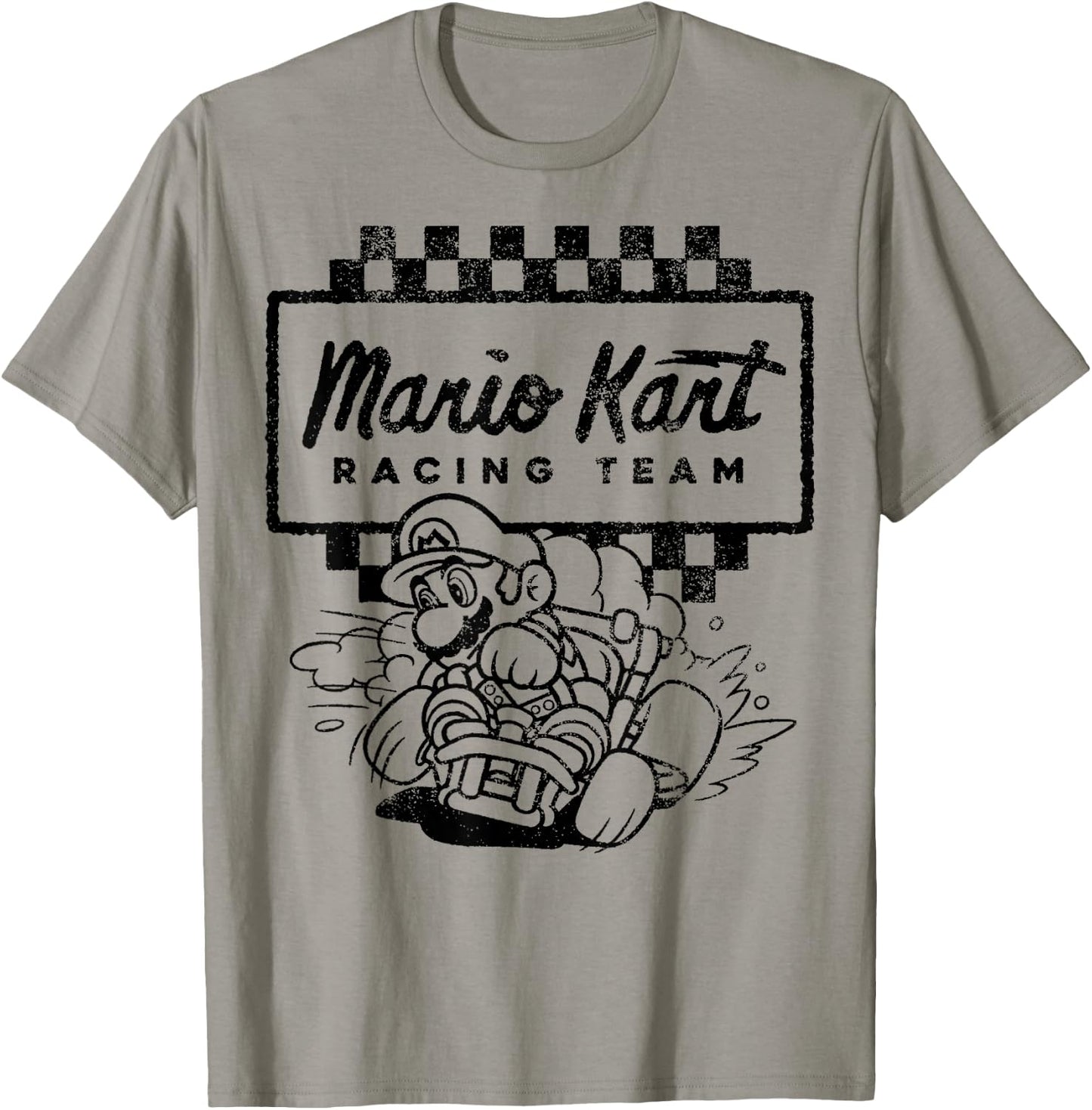 Mario Kart Racing Team Outlined Mario Drift Graphic T-Shirt - T-Shirt | Sand