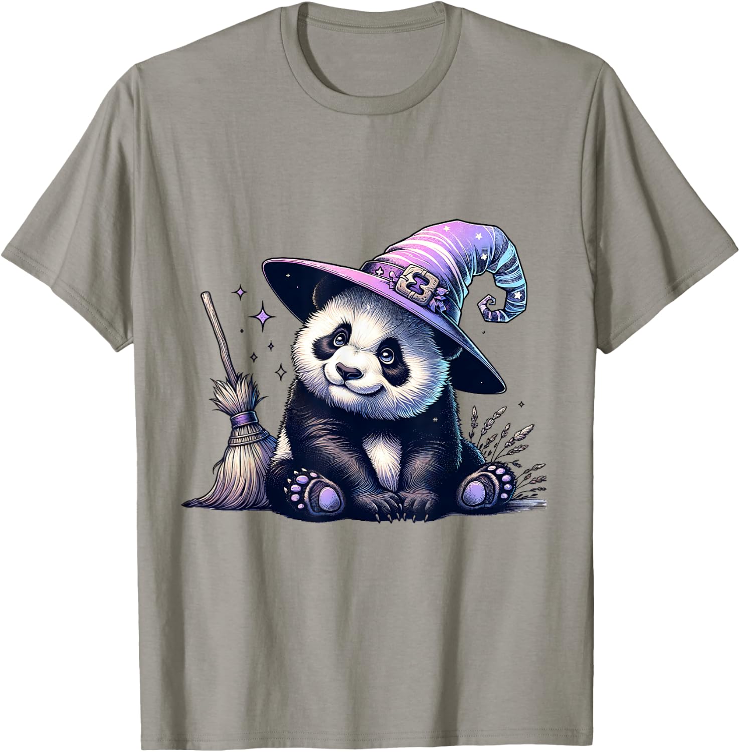 Halloween Panda Funny Panda Lover Witch Hat Costume T-Shirt - T-Shirt | Sand