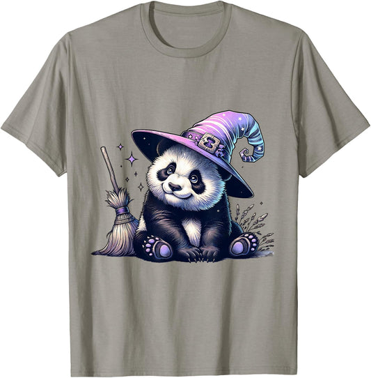 Halloween Panda Funny Panda Lover Witch Hat Costume T-Shirt - T-Shirt | Sand