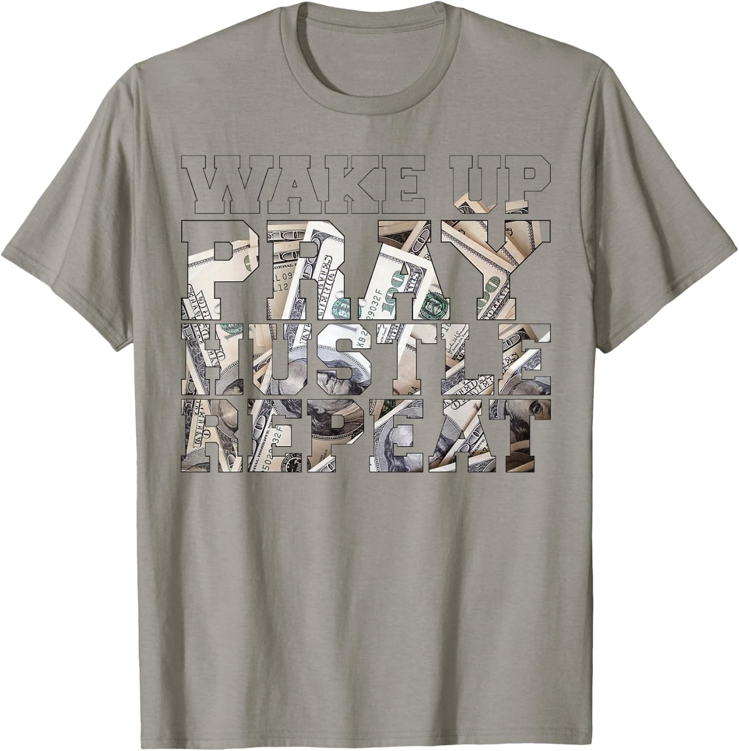 Wake Pray Hustle Repeat Entrepreneur Hip Hop Christian God T-Shirt - T-Shirt | Sand