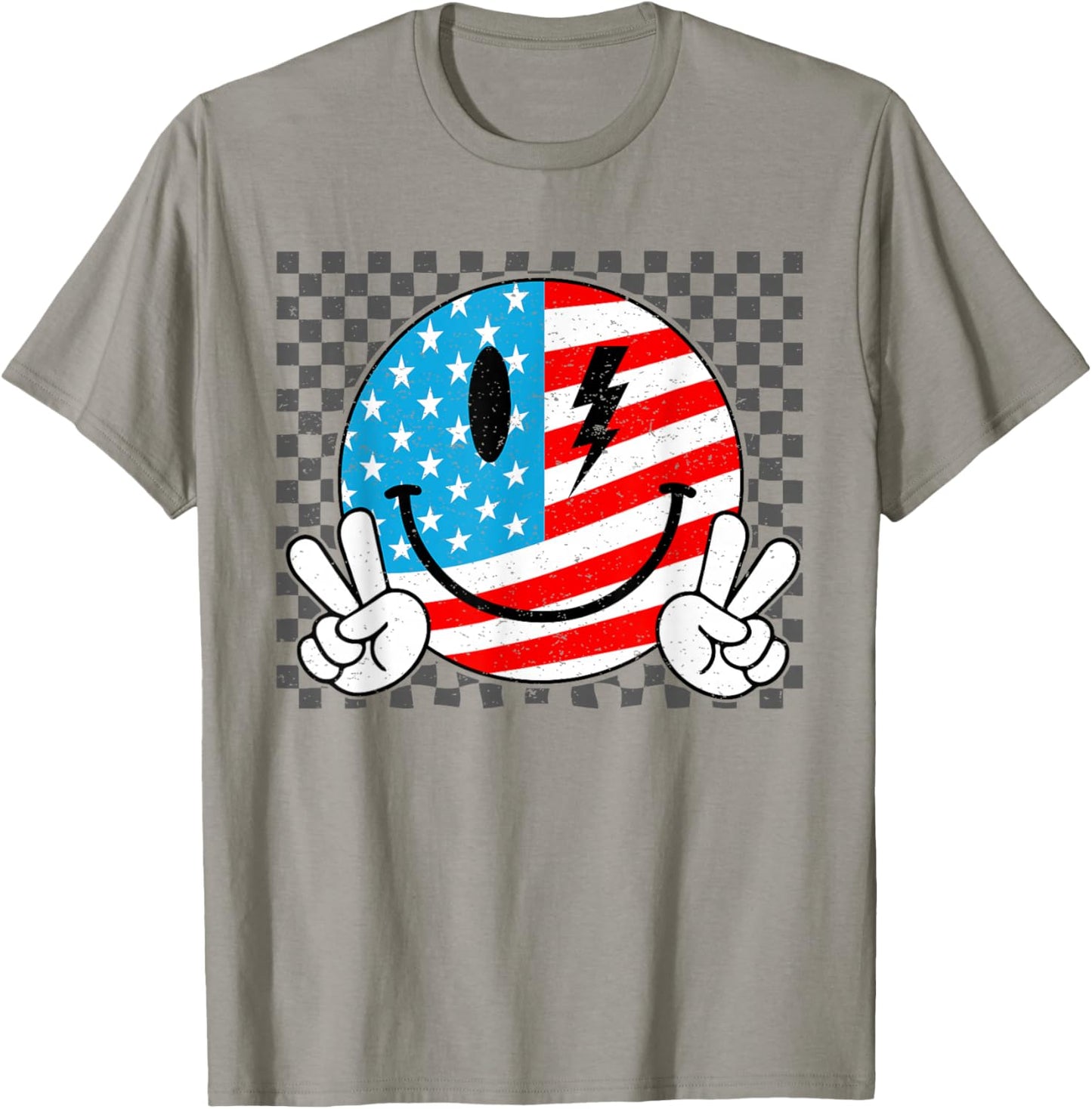 Fourth of July Smile Face Patriotic USA American Flag Men T-Shirt - T-Shirt | Sand