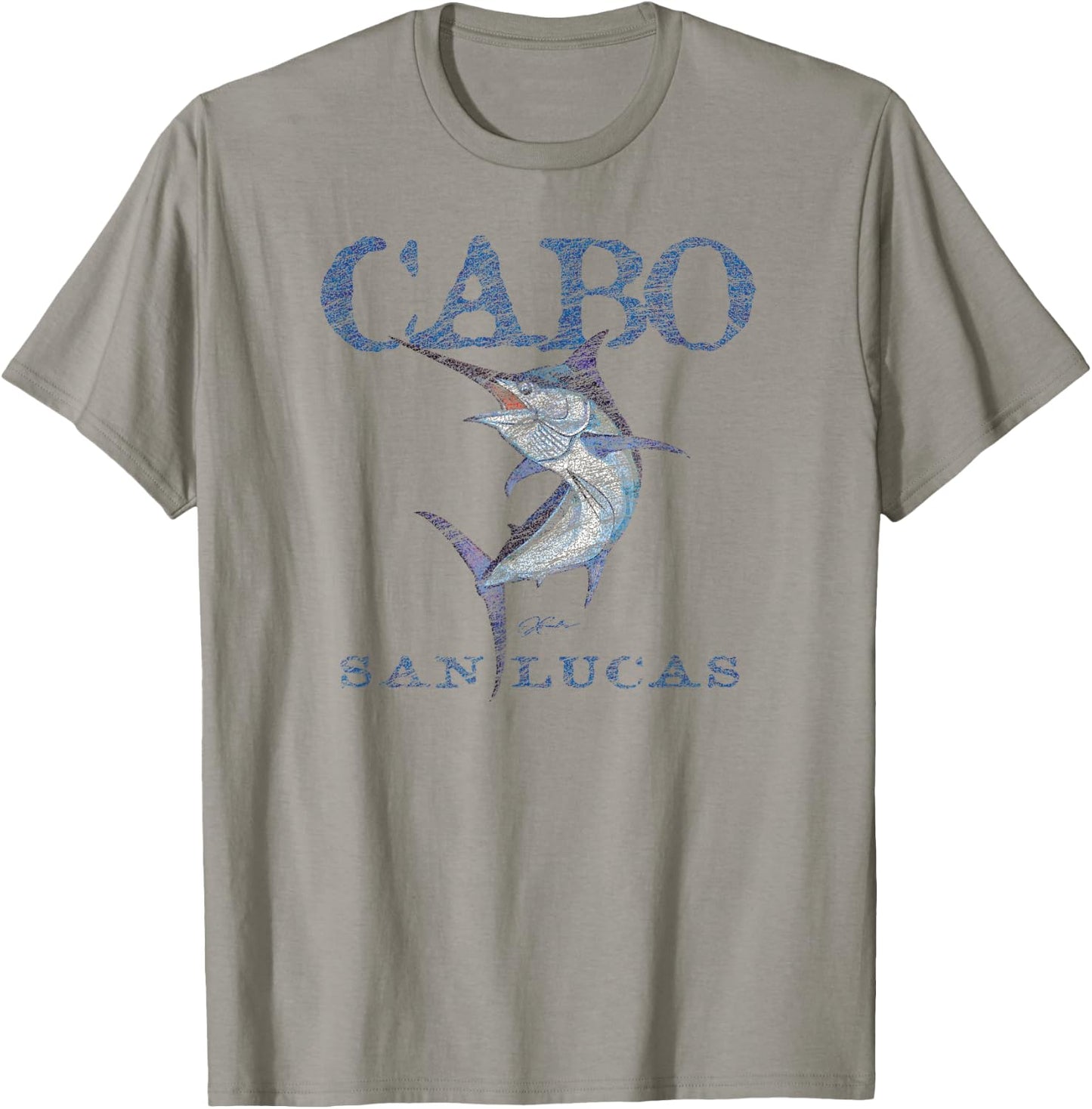 JCombs: Cabo San Lucas, Black Marlin (Distressed) T-Shirt - T-Shirt | Sand