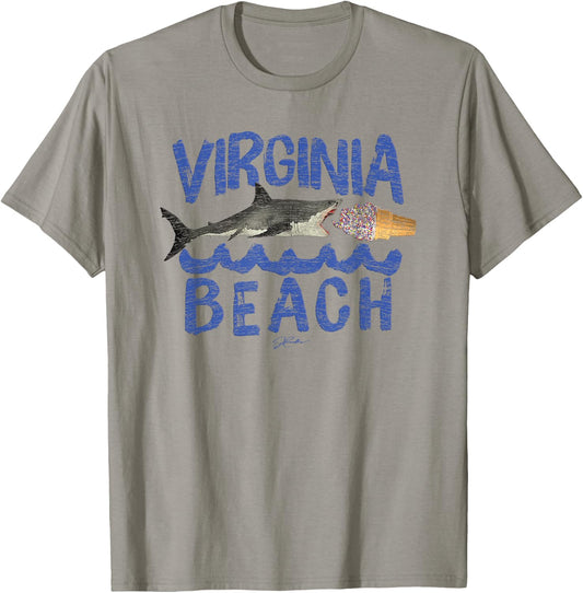 JCombs: Virginia Beach, VA, Great White Shark Eats Ice Cream Women T-Shirt - T-Shirt | Sand