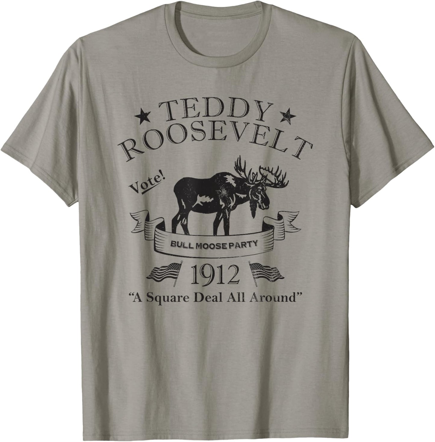 Bull Moose Party Vintage Teddy Roosevelt Campaign Political Small T-Shirt - T-Shirt | Sand