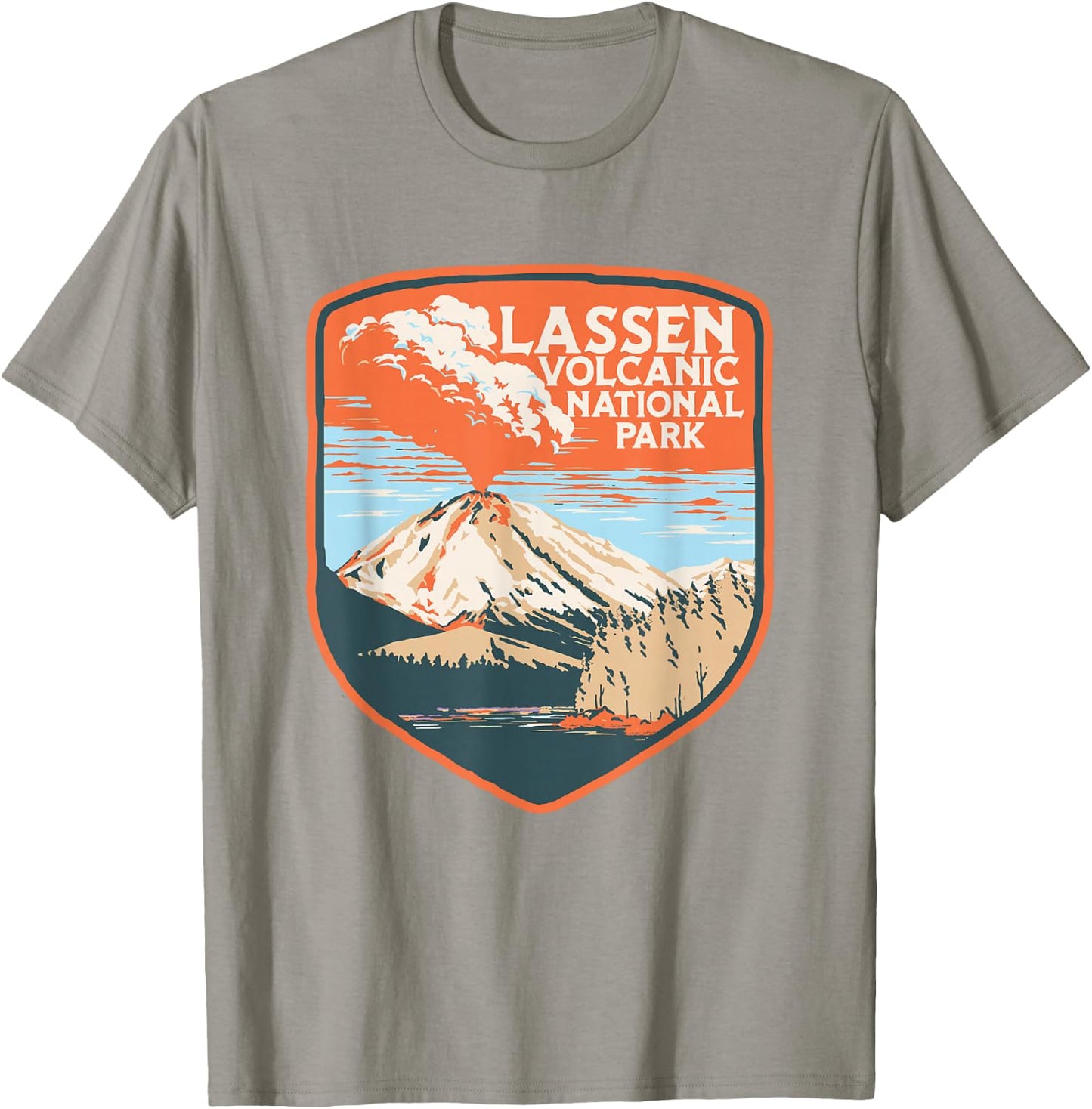 Lassen Volcanic National Park Retro Volcano Graphic T-Shirt - T-Shirt | Sand