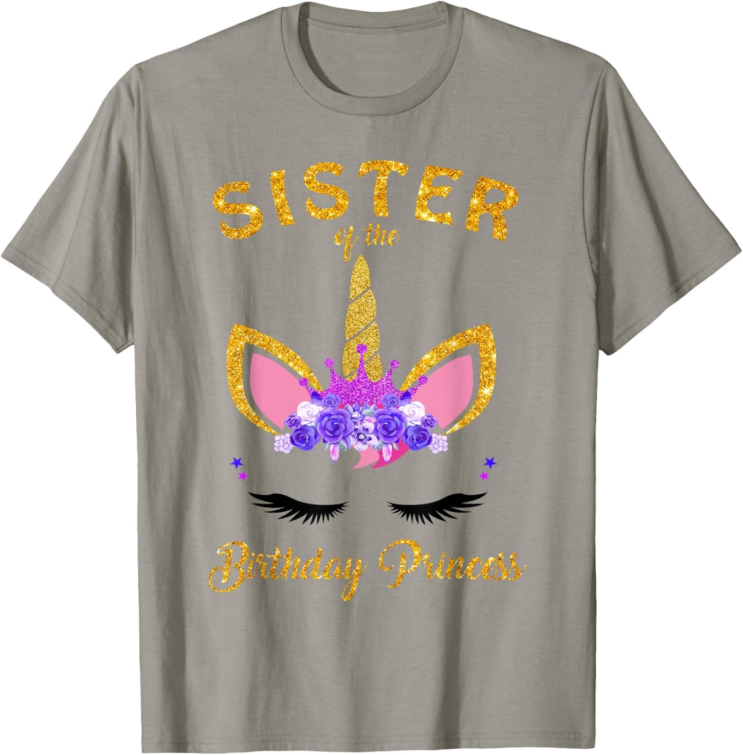 Sister Of The Unicorn Birthday Princess Birthday Girl Party T-Shirt - T-Shirt | Sand