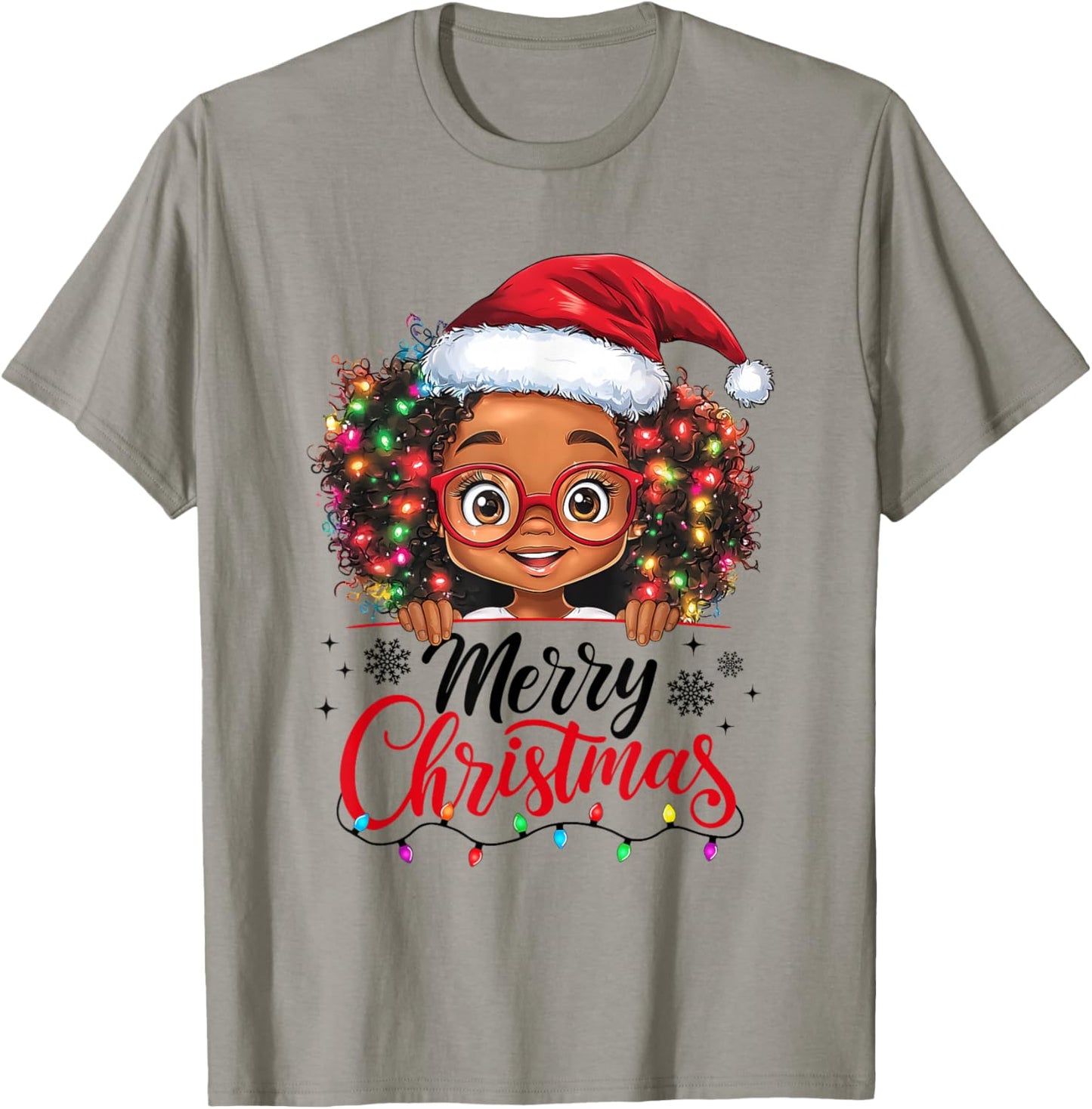 African American Merry Christmas African Black Afro Girls T-Shirt - T-Shirt | Sand