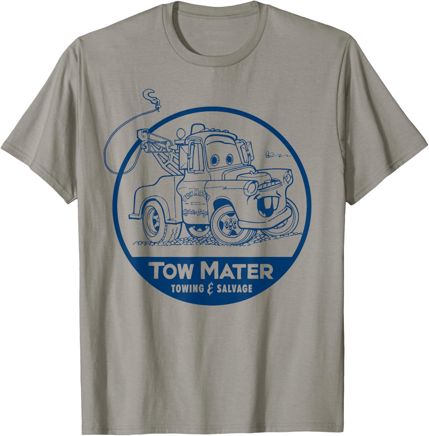 Disney Pixar Cars Tow Mater Salvage Vintage Sketch Badge T-Shirt - T-Shirt | Sand