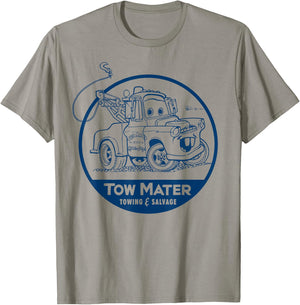 Disney Pixar Cars Tow Mater Salvage Vintage Sketch Badge T-Shirt - T-Shirt | Sand