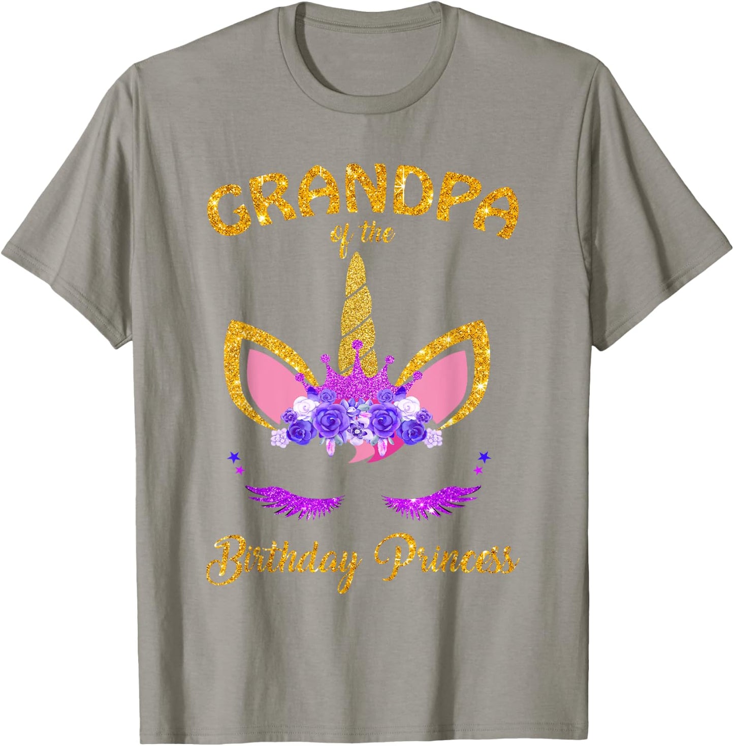 Grandpa of the Birthday Princess Unicorn Girl T Shirt Outfit T-Shirt - T-Shirt | Sand