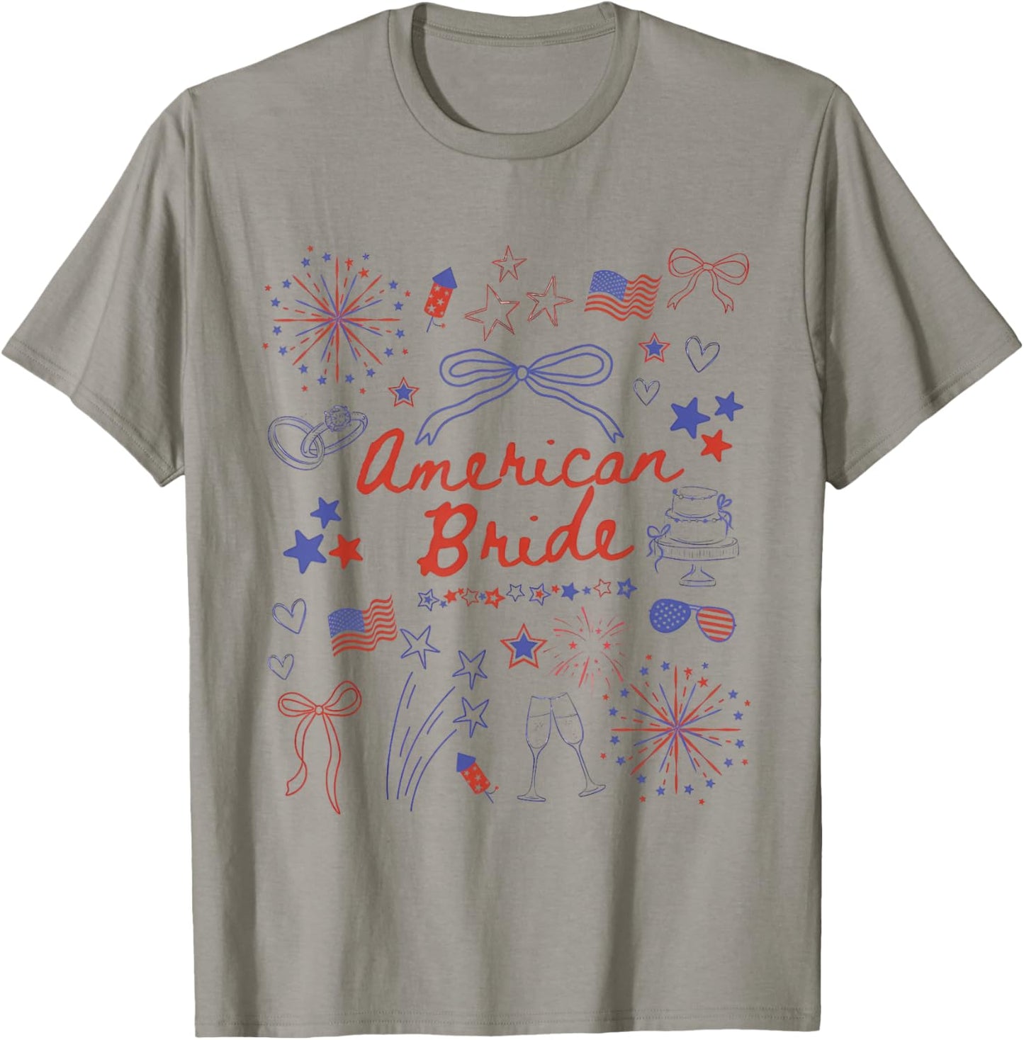4th Of July Bachelorette Party American Bride Coquette Bow T-Shirt - T-Shirt | Sand