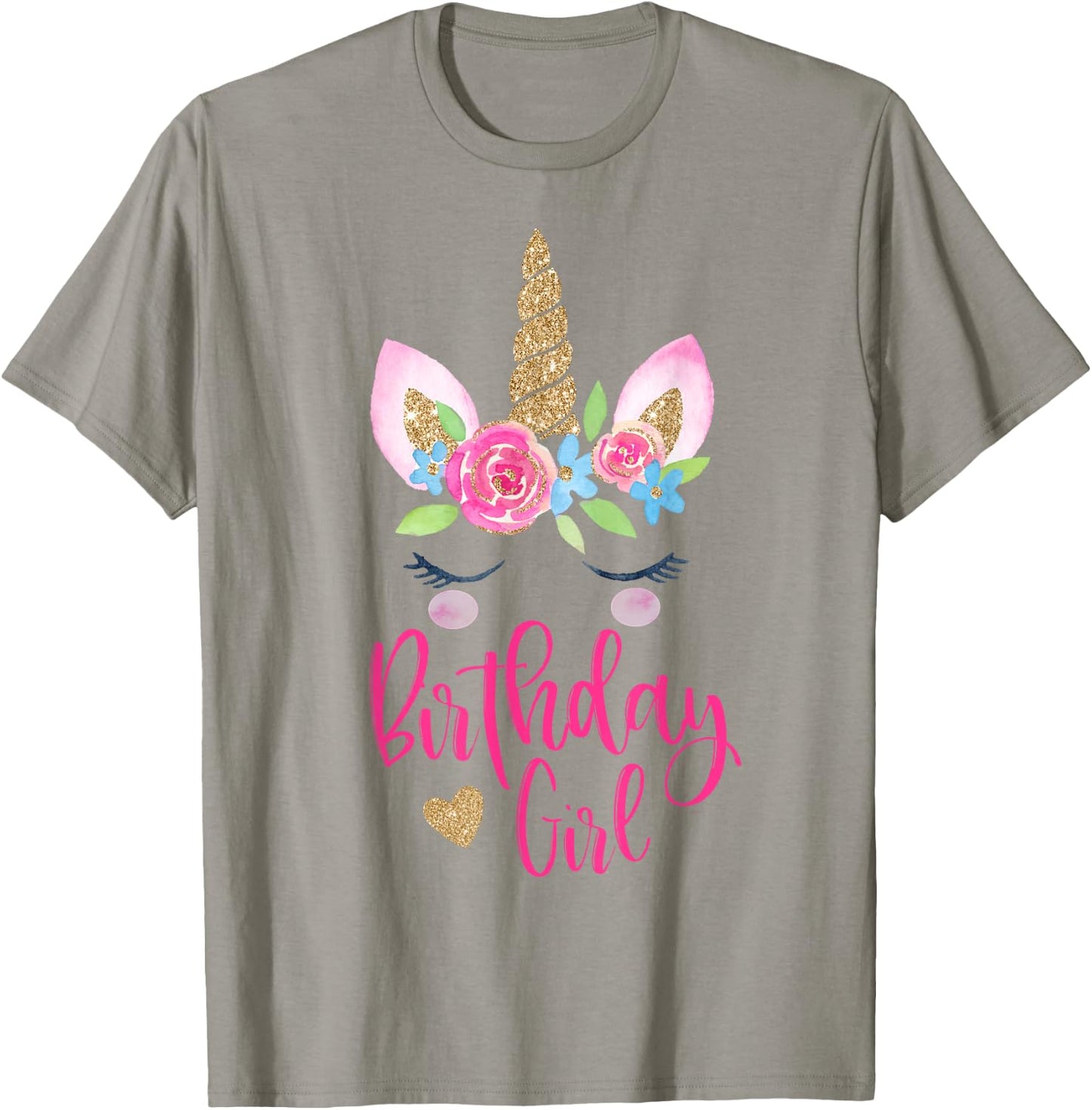 Unicorn Birthday Girl Shirt Pink Cute Theme Party T-Shirt - T-Shirt | Sand