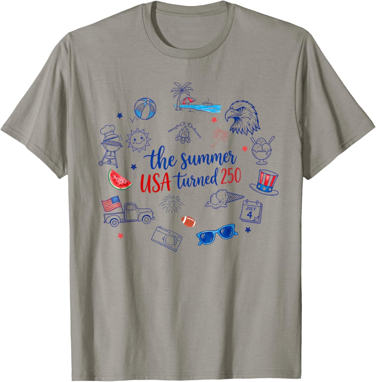 Funny The Summer USA Turned 250 America 250th Anniversary T-Shirt - T-Shirt | Sand
