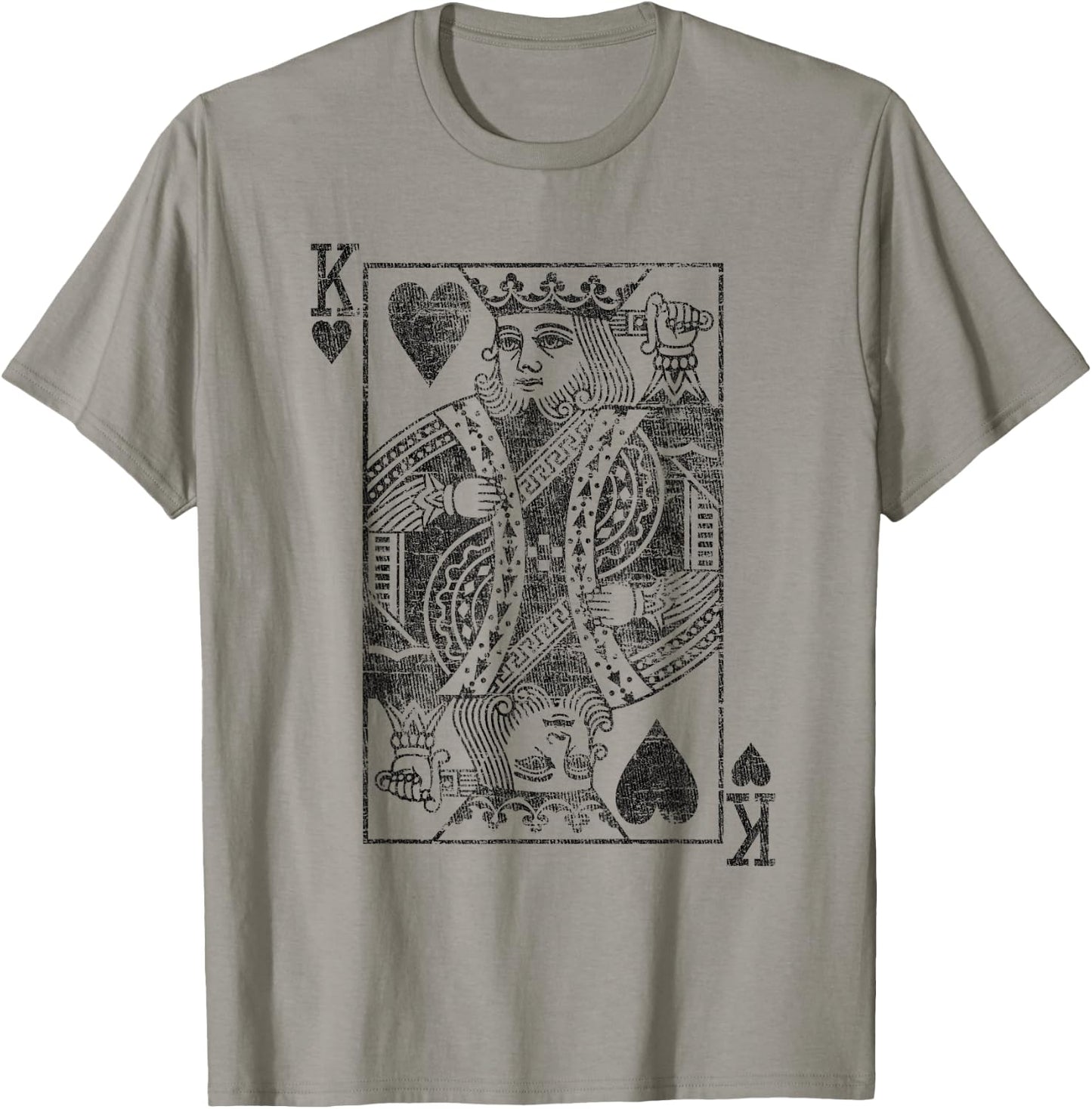 King of Hearts Playing Card Costume Poker Distressed T-Shirt - T-Shirt | Sand