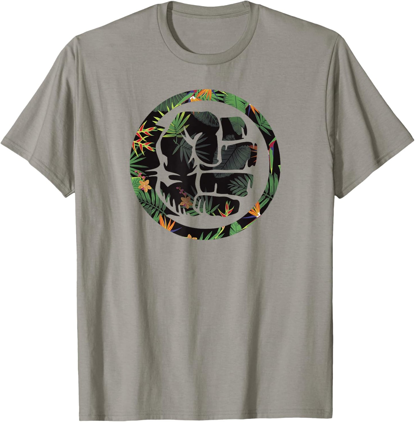 Marvel Hulk Fist Smash Logo Tropical Pattern Graphic T-Shirt - T-Shirt | Sand
