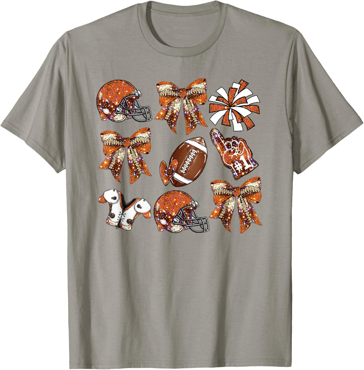 Orange Coquette Bow Football Game Day Women Girls Kids T-Shirt - T-Shirt | Sand
