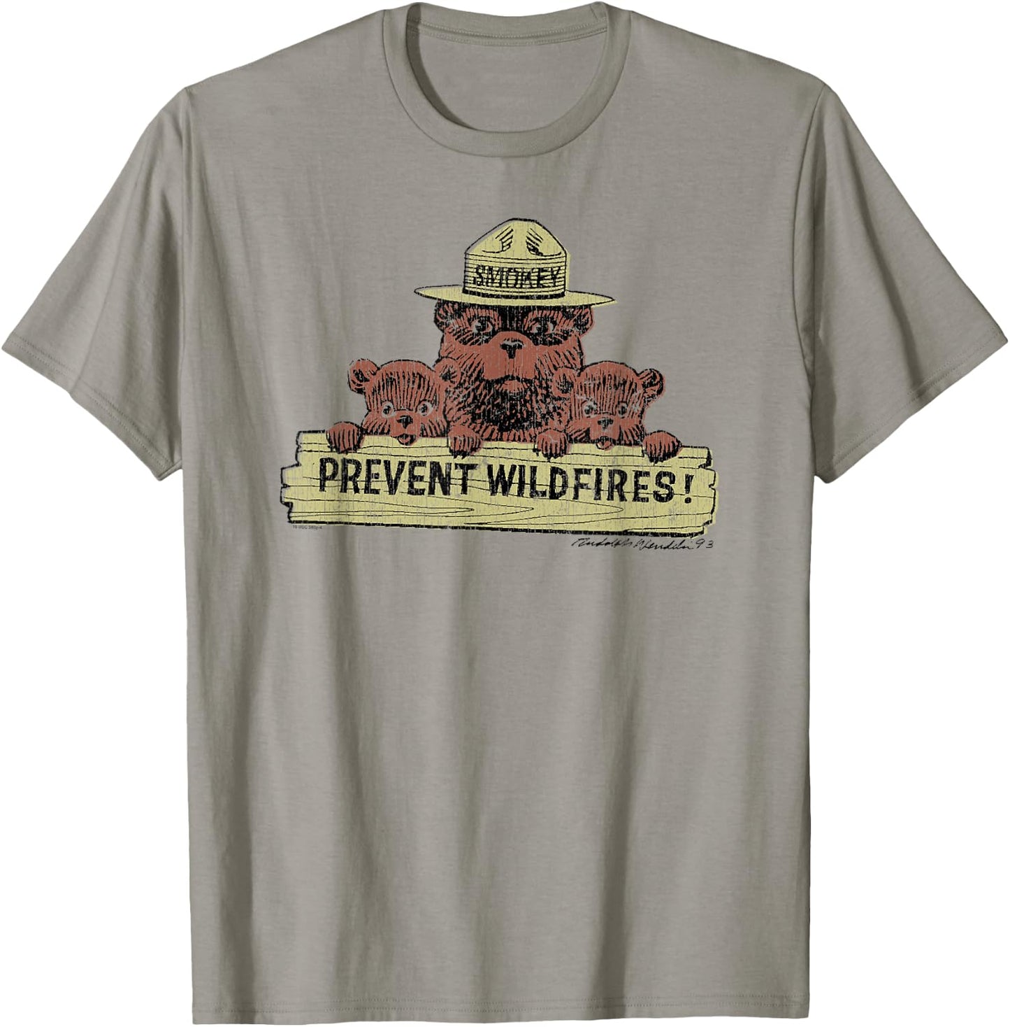 Smokey Bear Prevent Wildfires Sign with Cubs T-Shirt - T-Shirt | Sand