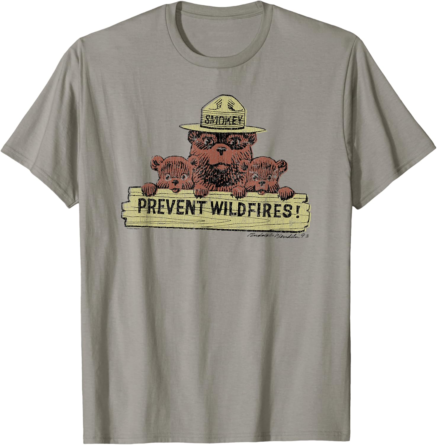 Smokey Bear Prevent Wildfires Sign with Cubs T-Shirt - T-Shirt | Sand