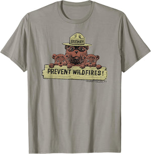 Smokey Bear Prevent Wildfires Sign with Cubs T-Shirt - T-Shirt | Sand