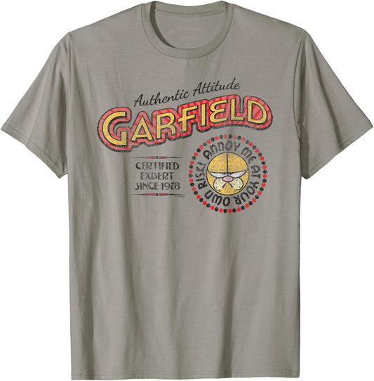 Garfield Authentic Attitude Expert Cartoon Cat T-Shirt - T-Shirt | Sand