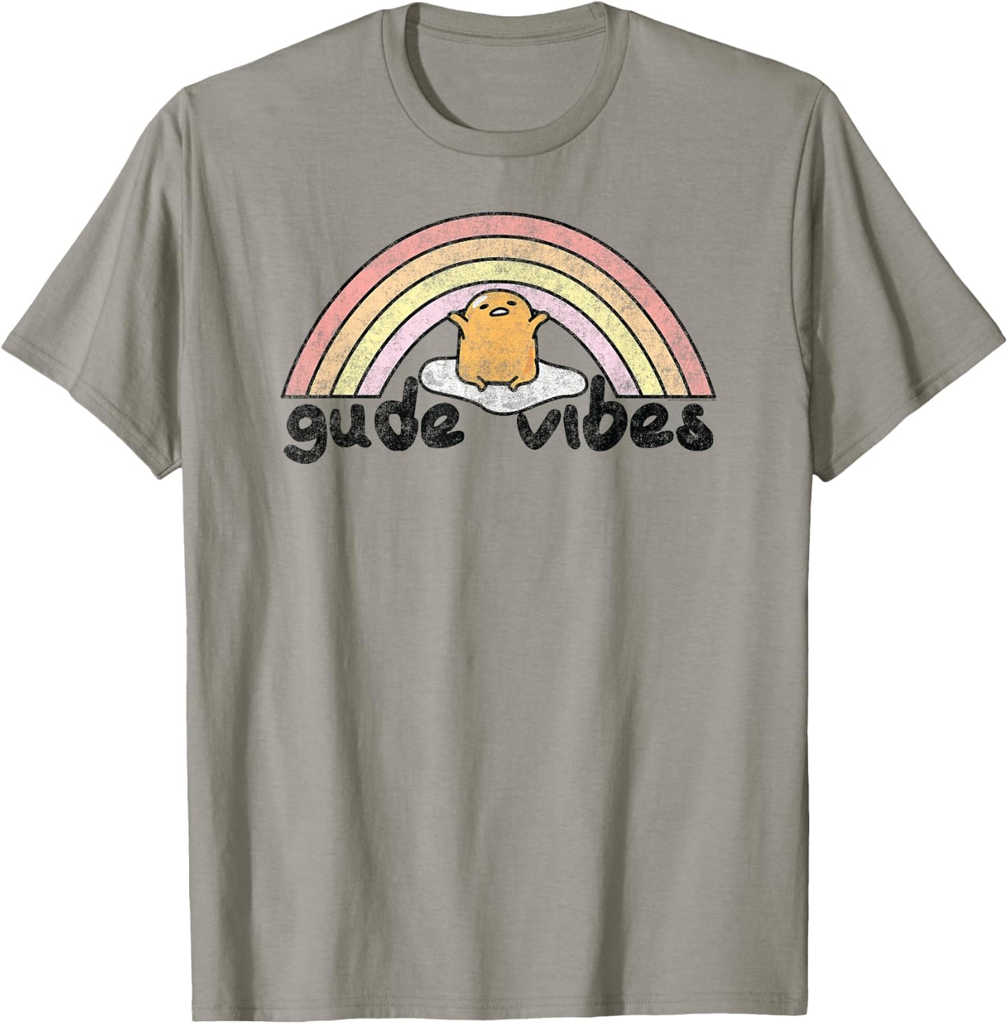 Gudetama Gude Vibes Good Vibes Rainbow Small T-Shirt - T-Shirt | Sand