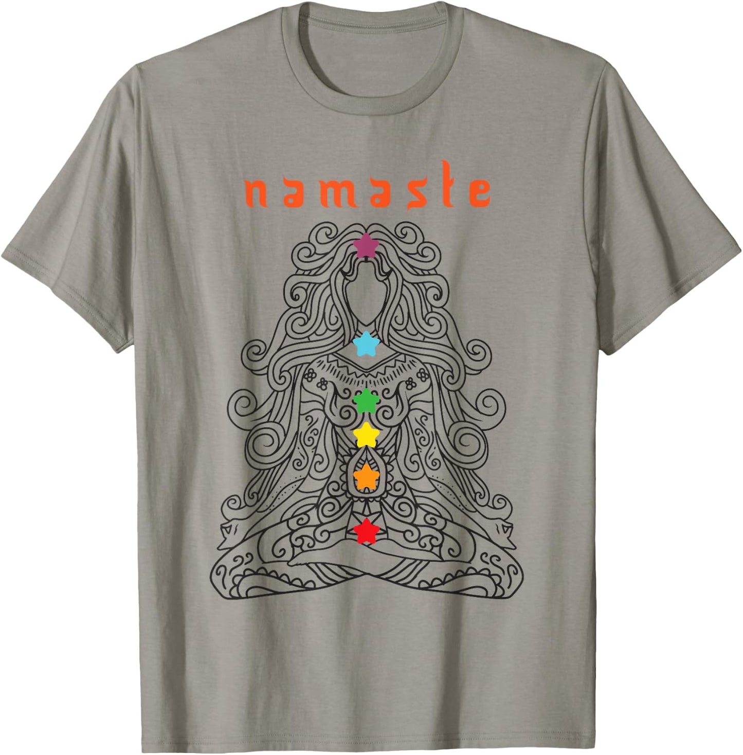 Namaste Design, Yoga Pose with Chakra Awesome Gift T-Shirt - T-Shirt | Sand