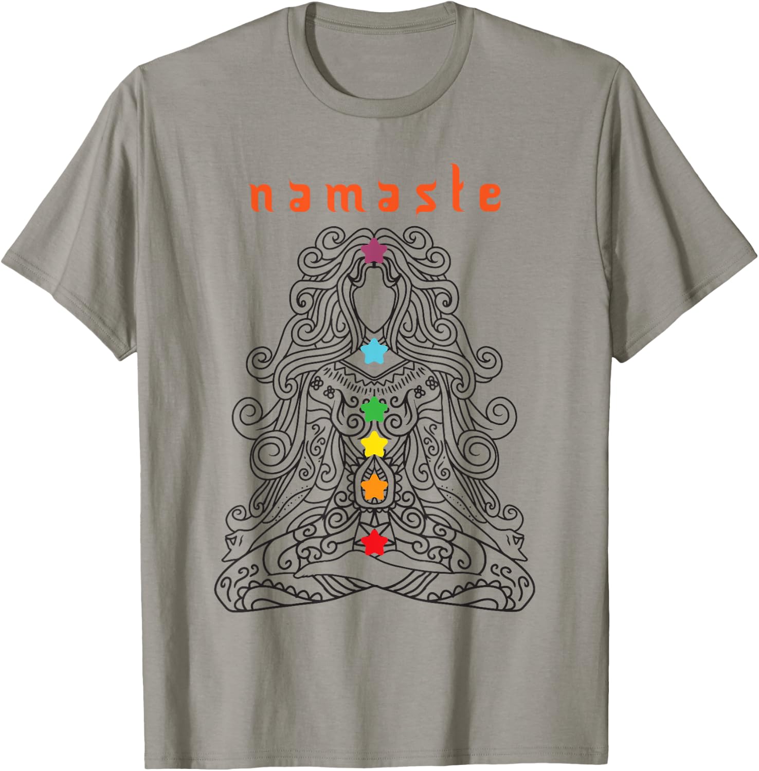 Namaste Design, Yoga Pose with Chakra Awesome Gift T-Shirt - T-Shirt | Sand