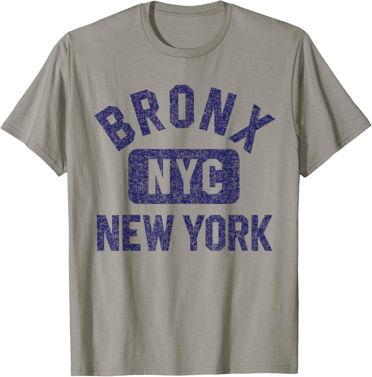 Bronx NYC New York Gym Style Distressed Dark Blue Print T-Shirt - T-Shirt | Sand