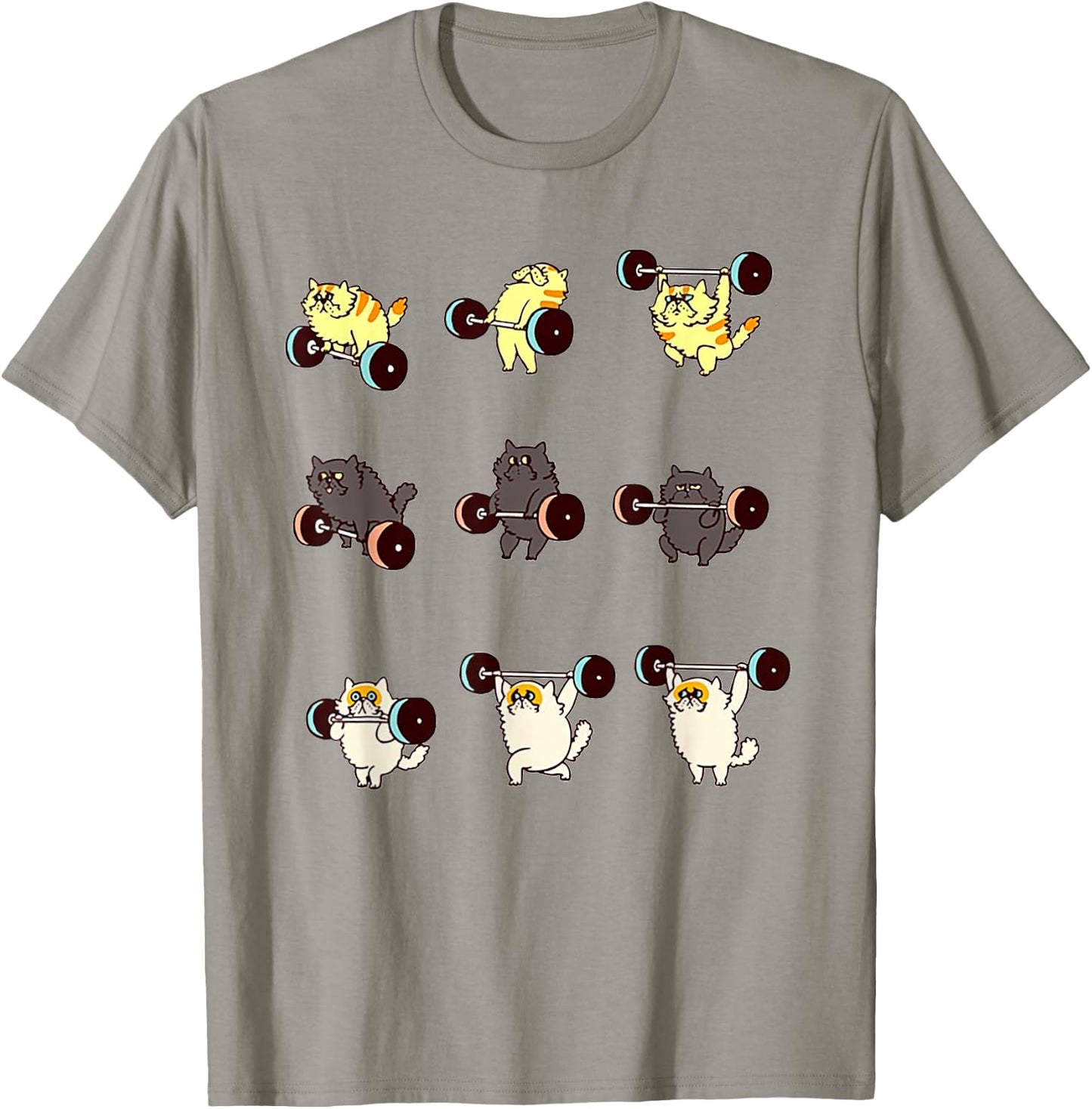 Weight Lifting Cat Funny Gym Gift T-Shirt - T-Shirt | Sand